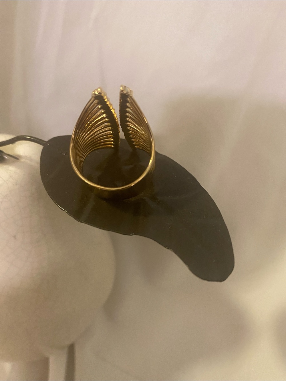 Gold-Tone Multi-Color Crystal V-Front Statement Ring - Picture 2 of 6